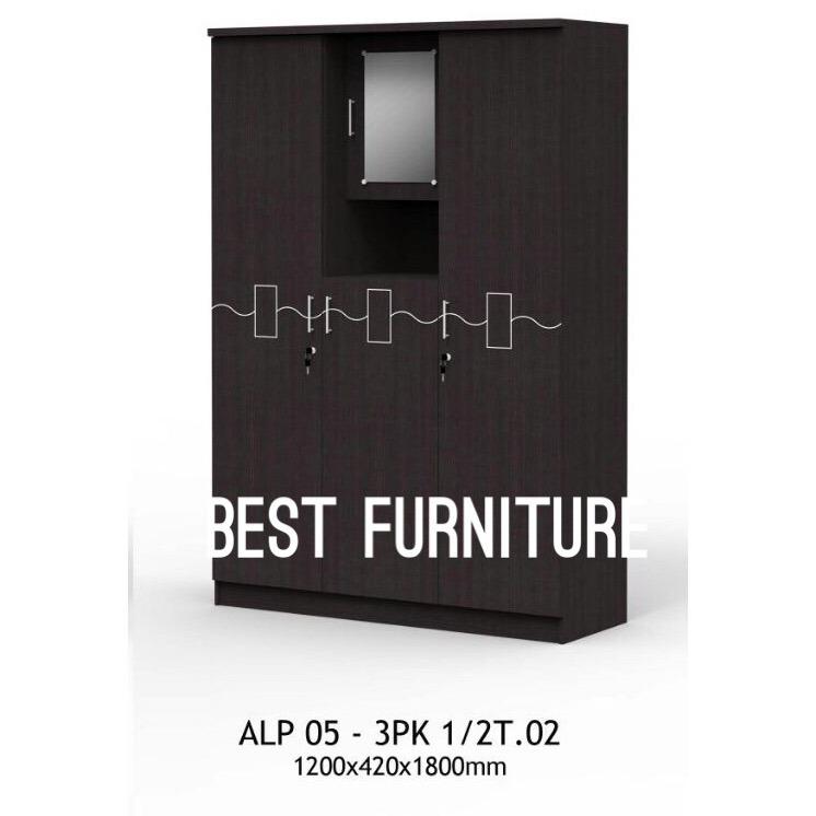 Best Furniture MMG Lemari Pakaian 3 Pintu Meja Rias Set Minimalis