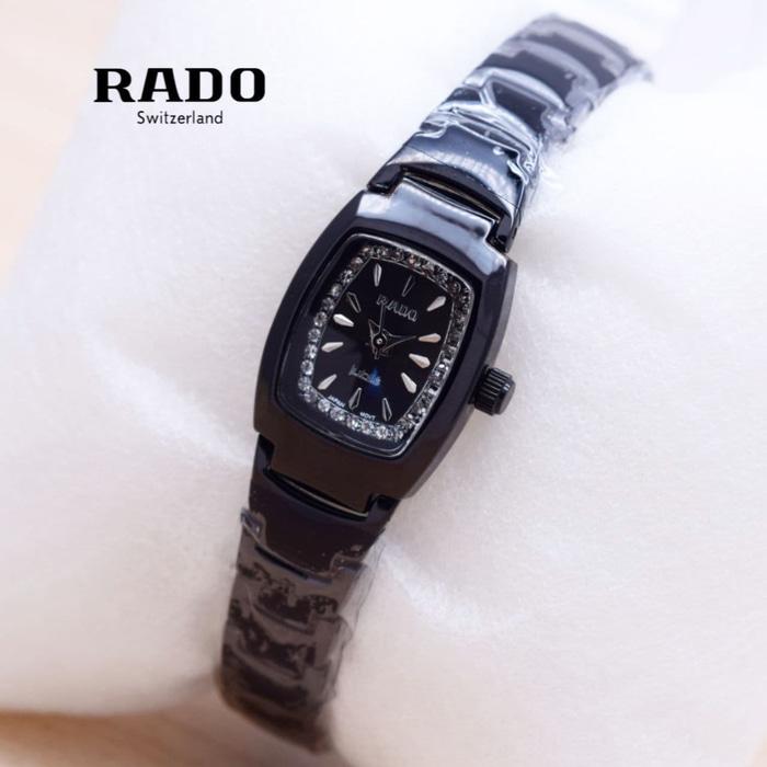 Jam Tangan Wanita Rado Mini RD-769 Oval Rantai - Hitam