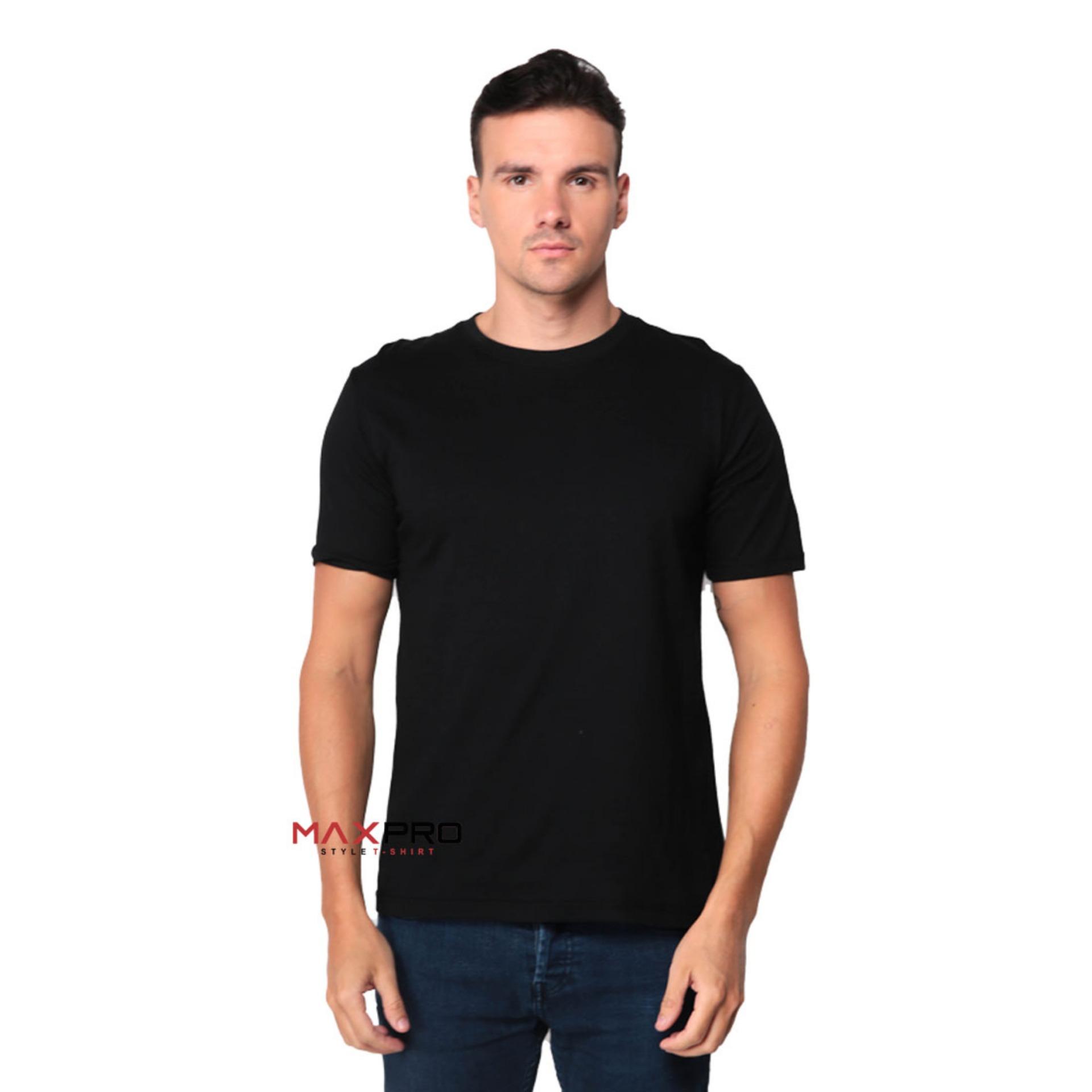 MaXPro Kaos Polos Pria Hitam - T-Shirt Distro Cowok Tumblr Tee / Kaos Oblong / Kaos Distro / Kaos Couple / Baju Kaos Atasan Pria