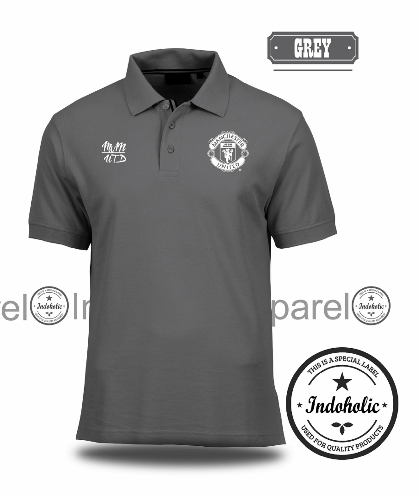 Polo Shirt Kaos Distro Football Club Klub Sepak Bola Liga Inggris Manchester United MU T-Shirt Fashion Pria Wanita Cowok Cewek Baju T-Shirt Jakarta Bandung Terbaru Jaman Now Kekinian Atasan Pakaian Polos Pendek Kerah Berkera