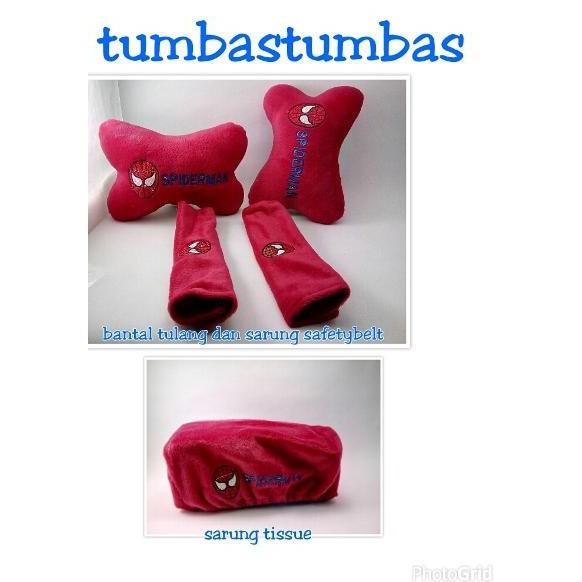 Bantal Mobil Spiderman (Bantal Mobil- Car Set- Bantal Spiderman- Safet - Dkfuhsw