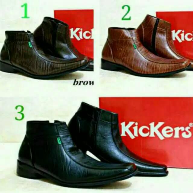 Sepatu Pantofel Kickers Pria Jadul Zipper Murah Kulit Asli Pantopel Boots Slip On Casual Sneakers