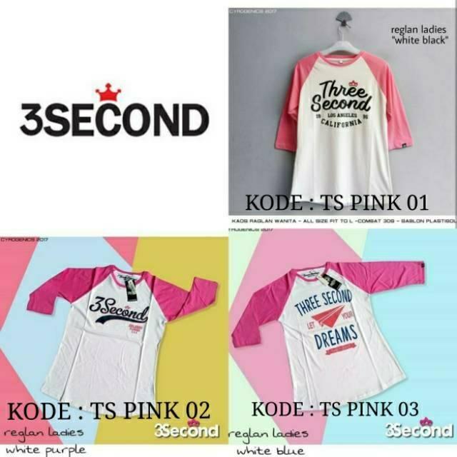 KAOS RAGLAN WANITA CEWEK KEREN 3SECOND SUPREME THRASHER BAJU T SHIRT DISTRO MURAH ANAK