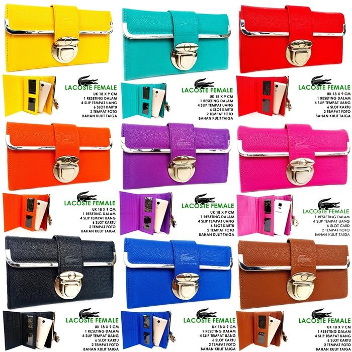 DOMPET WANITA MURAH LACOSTE FEMALE KEY KUNCI FULL KULIT SERAT CREAM - Q0GQCE