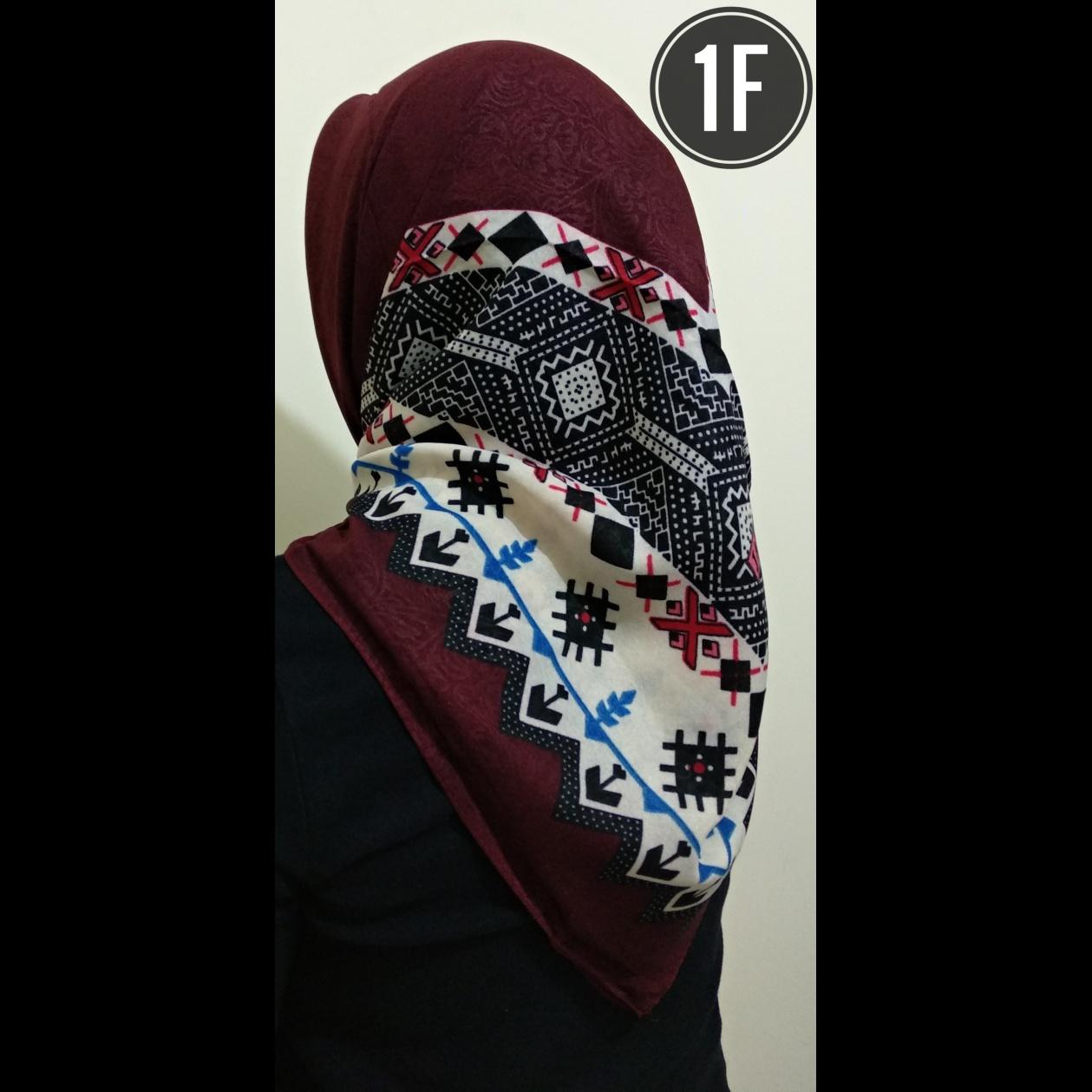 Hijab - Jilbab impor segiempat - Cotton Emboss - Motif Songket ke 1
