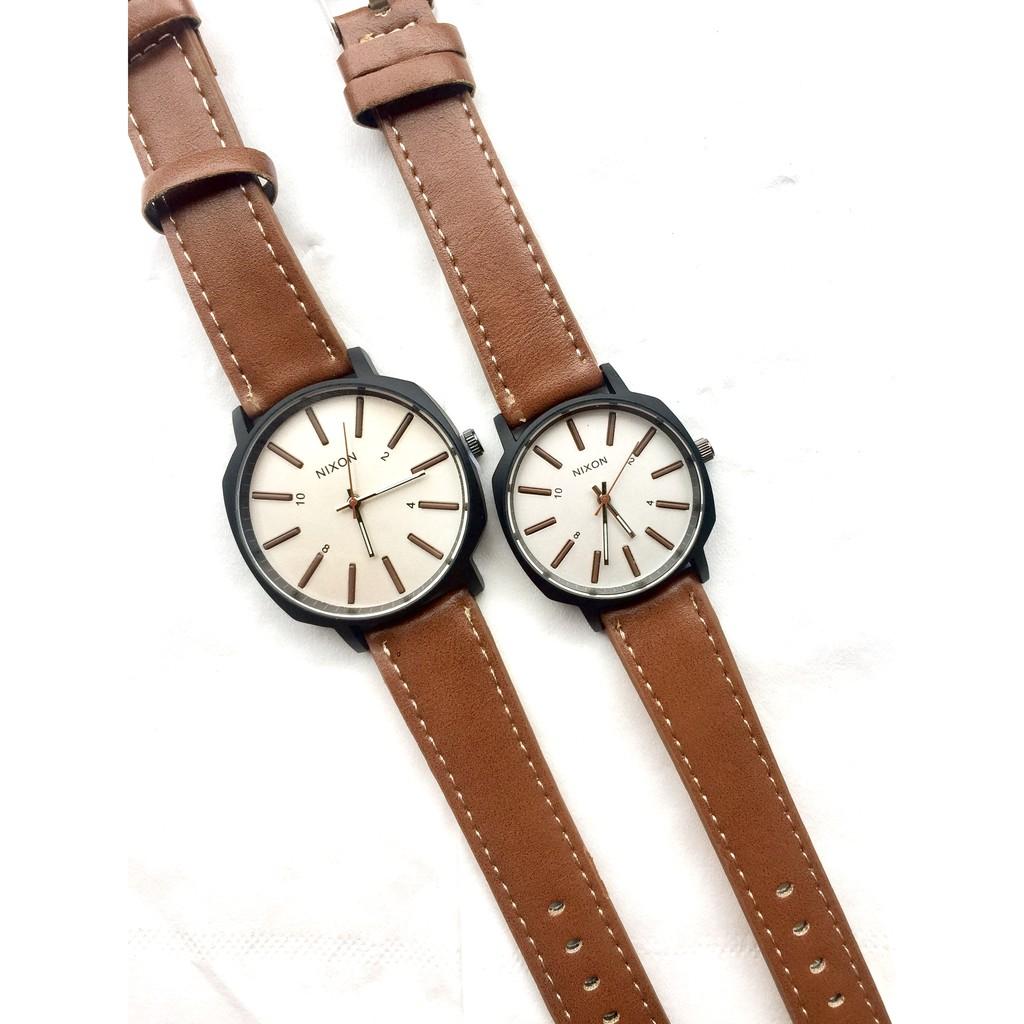 JAM TANGAN NIXON VINTAGE COUPLE COKLAT MUDA PLAT PUTIH NX004