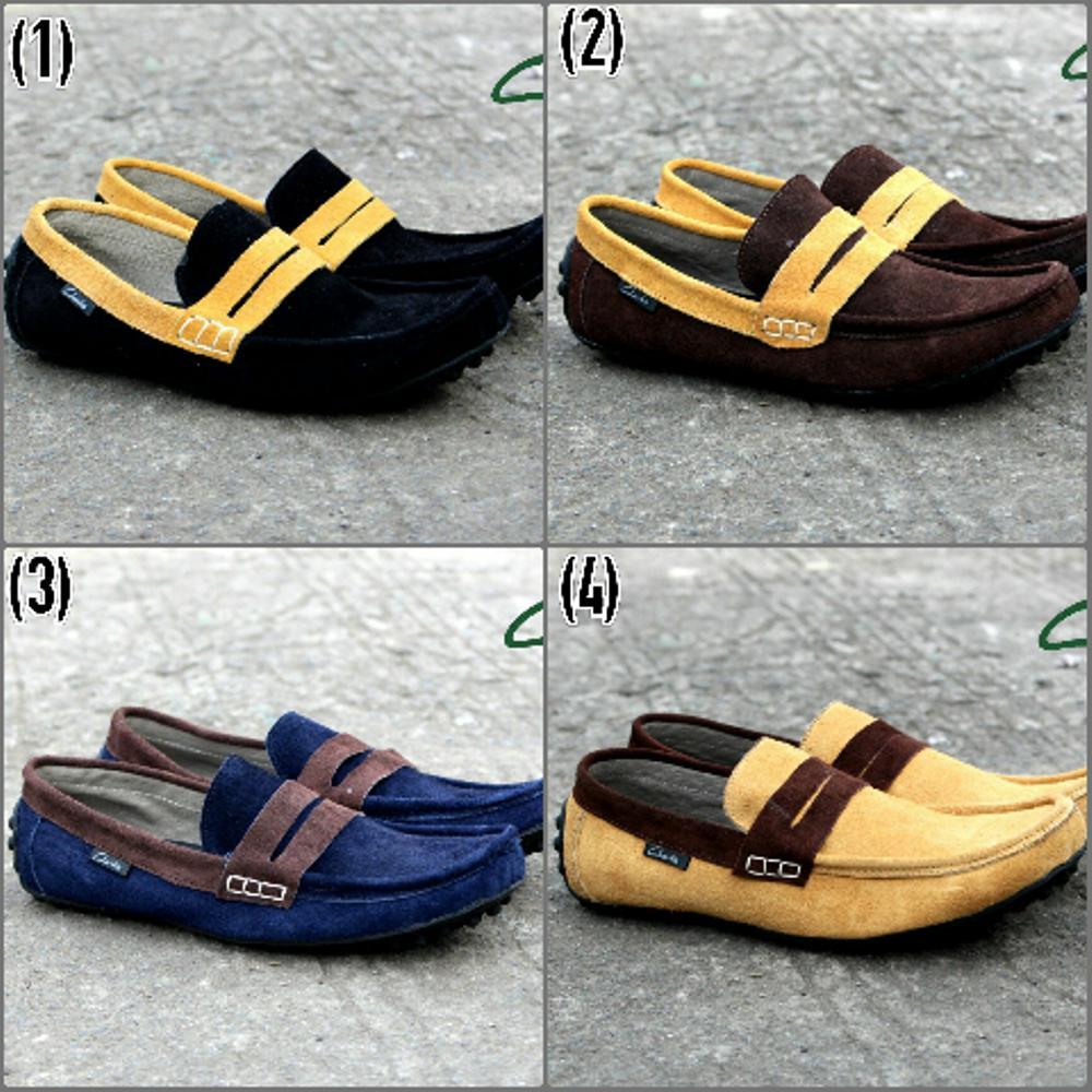 Promo SEPATU CASUAL PRIA CLARKS SLIP ON SLOP BLOUS SLOP KULIT SUEDE 4 PILIHAN WARNA TRENDY STYLISH Fashion