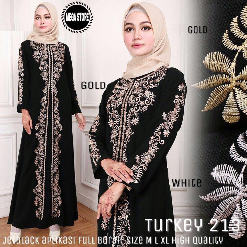 Gamis Turkey 213 Abaya Turkey 213 Jetblack Full Bordir