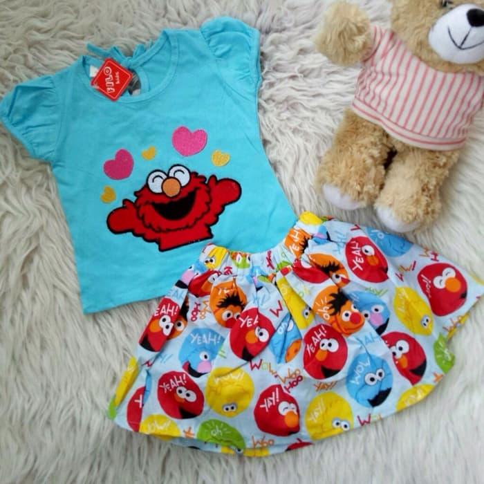 All Size 3-12 Bulan / Setelan Baju Rok Bayi Anak - Elmo Series