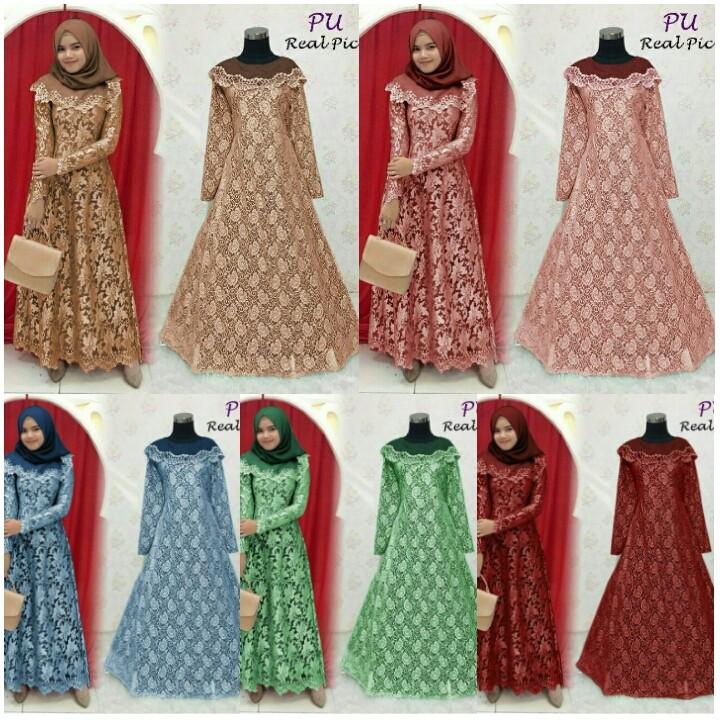 Maxi Kebaya Brukat Liana Hijau XL Ori. Baju Pesta Kebaya Brukat Gliter