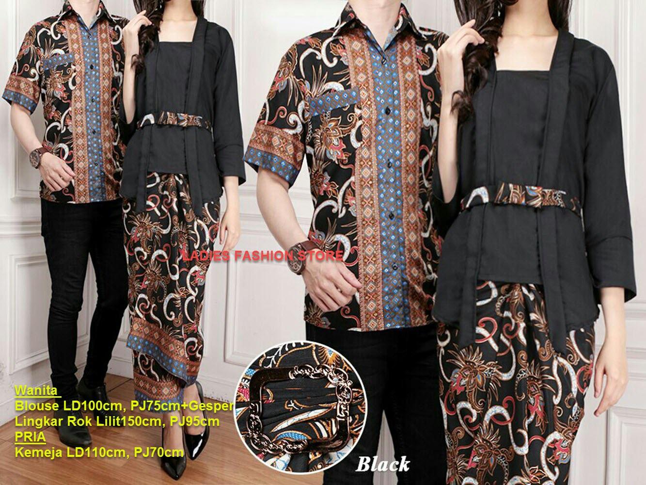 LF Batik Couple/ Batik Pasangan Wanita dan Pria Modern Keluarga / Batik Murah / Batik Lebaran / Batik Bahan Adem / Baju lebaran / Batik Gamis Masa Kini / Kemeja Pria Batik Modern Baru/ Atasan Pria / Setelan Batik (ntasi) 7T - HITAM / Pakaian Batik Muslim