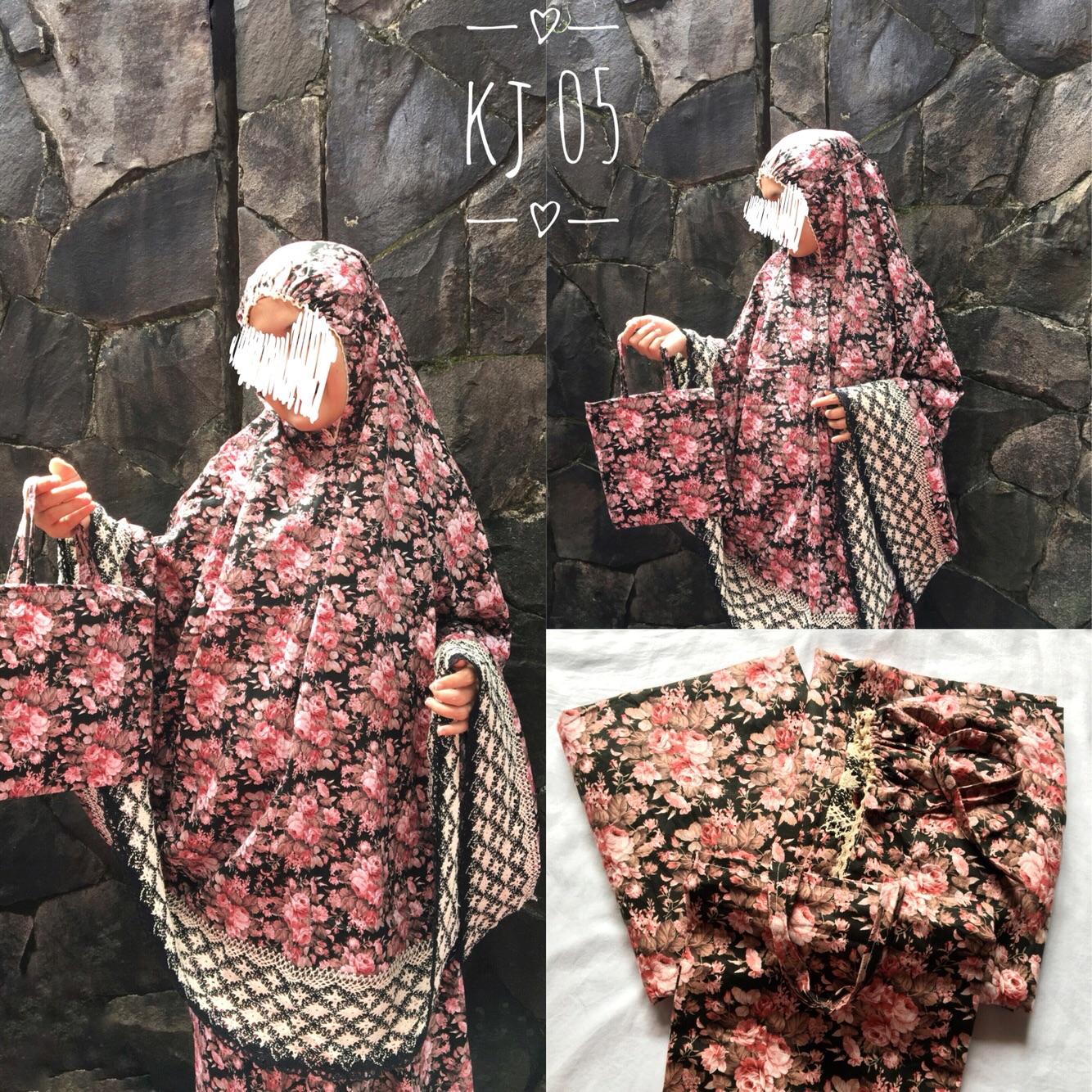 Mukena katun jepang original renda dan rajut