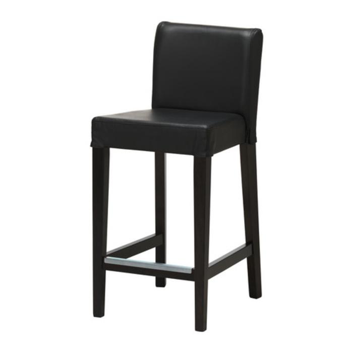 IKEA HENRIKSDAL Kursi bar 63 cm dg sandaran, cokelat-hitam,Glose hitam