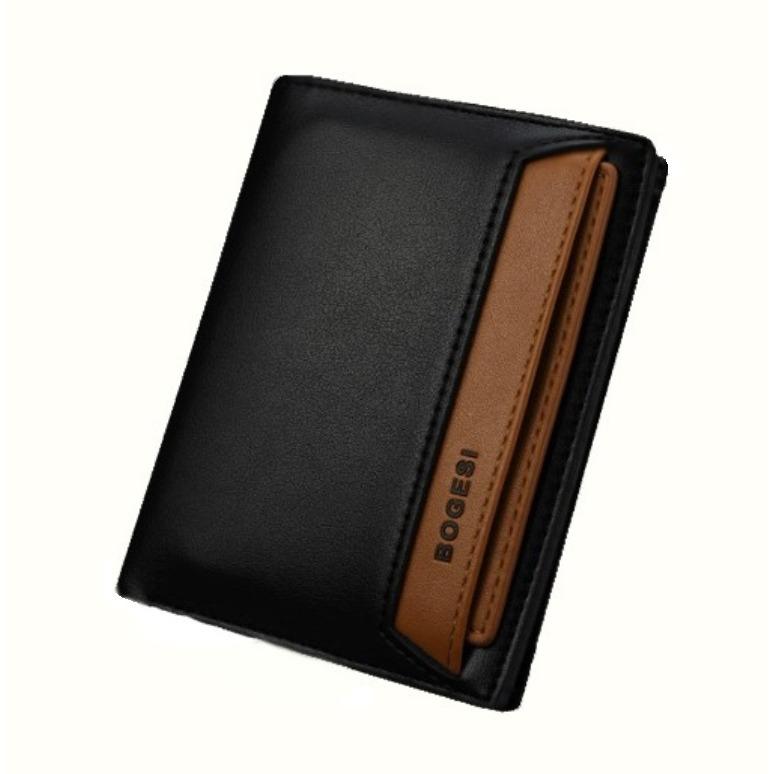 BEST Dompet Pria IMPOR Bogesi 721 Exclusive Korea Style Leather Mens Wallet - HITAM TINGGI