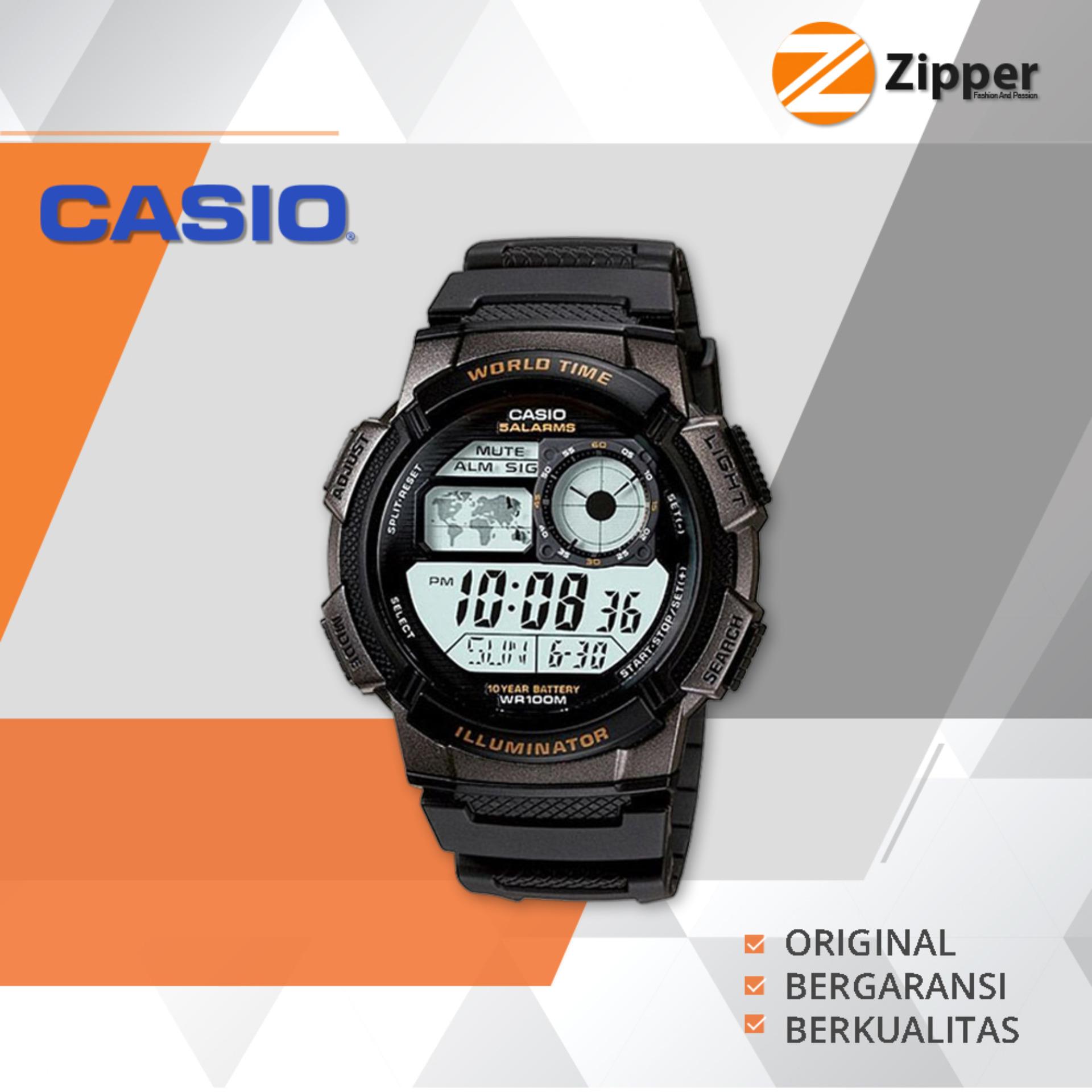 Casio Digital A178wa 1av Jam Tangan Pria Silver Stainless Steel Casio Illuminator Jam Tangan Digital Men and Women AE 1000W Youth Series Tali Karet