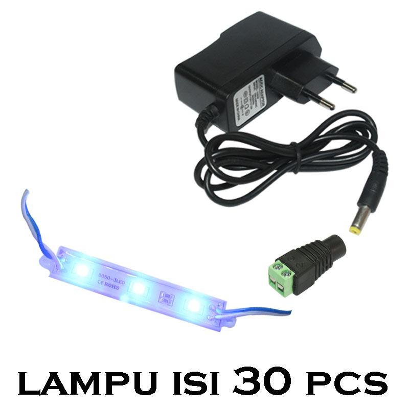 EELIC LAU-5050 -3LED MIX ISI 30 PCS LAMPU STRIP LED 30 LAMPU LED MODUL TERDAPAT 90 MATA STRIP MODULE LED CHIP DC12 VOLT -1.4 WATT PER 1 PCS LAMPU ( 3 MATA STRIP ) + ADAPTOR MALE AC/DC 12 VOLT 2 AMPERE( ADT-2AMP) + Jack Power DC 2.1x5.5mm CCTV 12V Femal