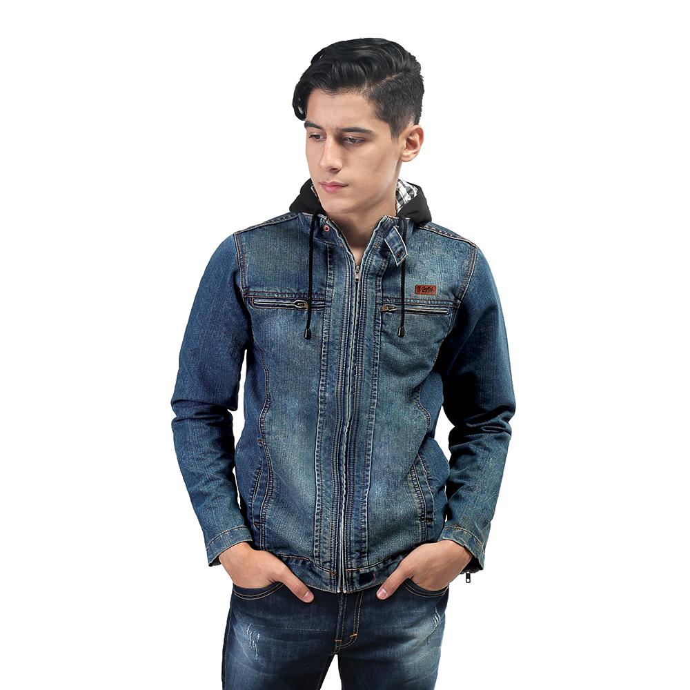 Jaket Pria Denim Jeans Hoodie Jacket Casual Zipper SPI 528