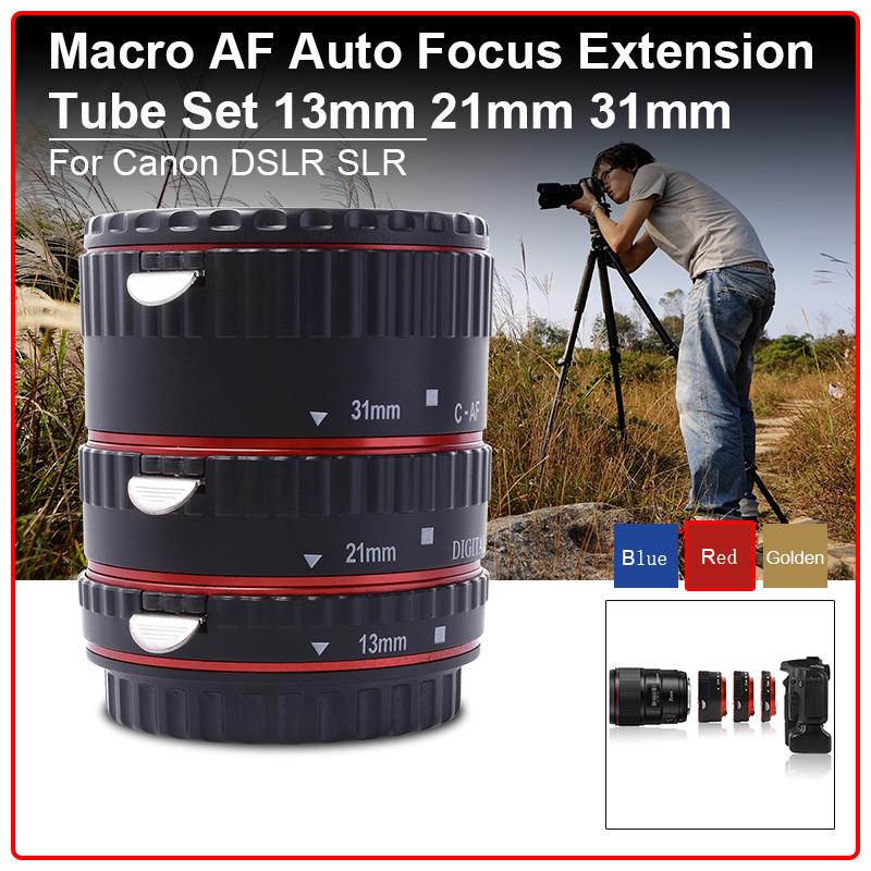 Metal Auto focus AF Macro Extension Tube Set for Canon EOS EF Camera Red DC467