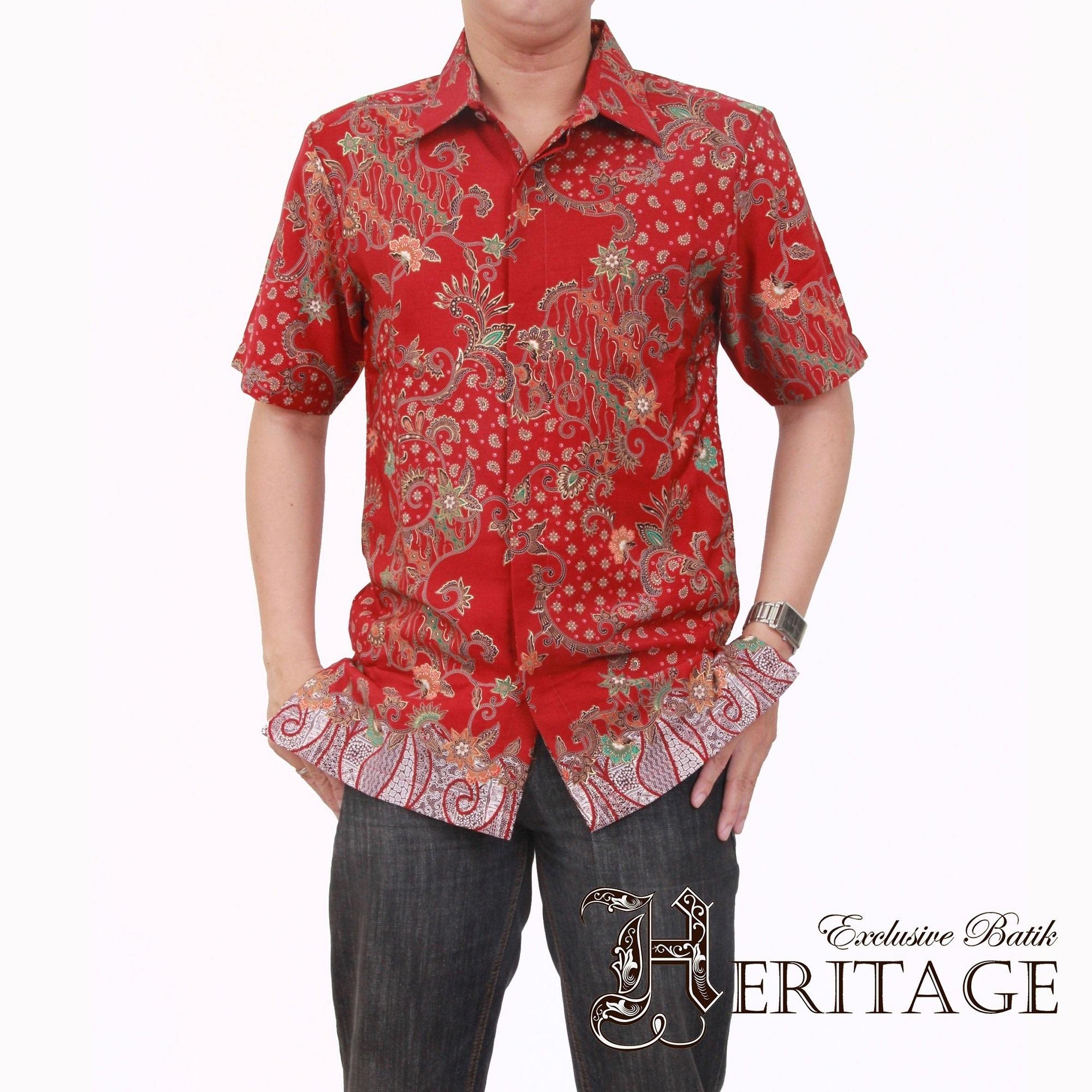 BATIK HERITAGE ROYAL PEACH FLOWER TAIL merah