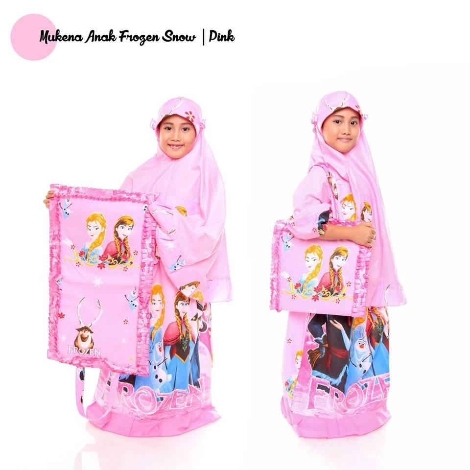 TERLARIS GROSIR MUKENA ANAK KARAKTER SAJADAH FROZEN SNOW PINK XS