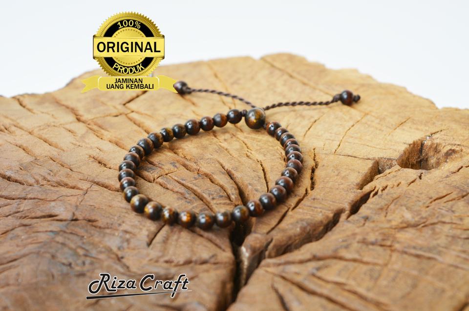 Gelang Tasbih Kayu Akar Bahar Tali Arus Hitam Serat Emas 33 Butir Kualitas Terbaik