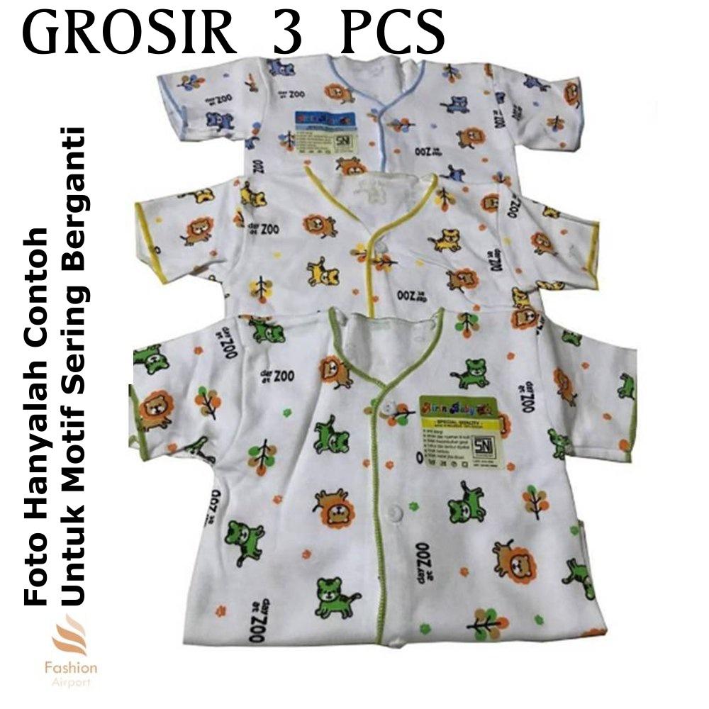 Mesh 3PCS Baju Bayi Lengan Pendek by Airin / Baby shirt Baju Bayi Set - Atasan - MOTIF RANDOM - 3 PCS