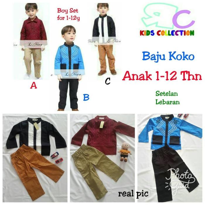 Baju Koko Anak Laki Setelan Lebaran Moslem Boy Import L Nice