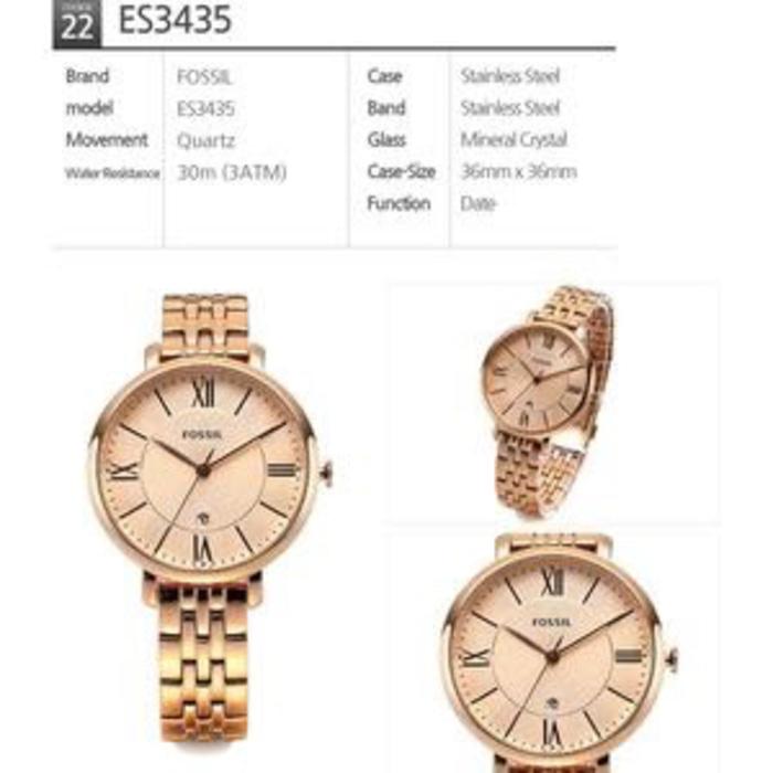 Jam Tangan Wanita Merk Fossil ES3435 Jacquline Original Free Jne Yes