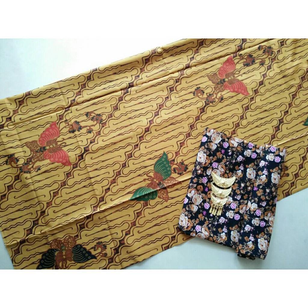 Kain Batik Solo Motif Sogan Colet Parang Kupu-Kupu