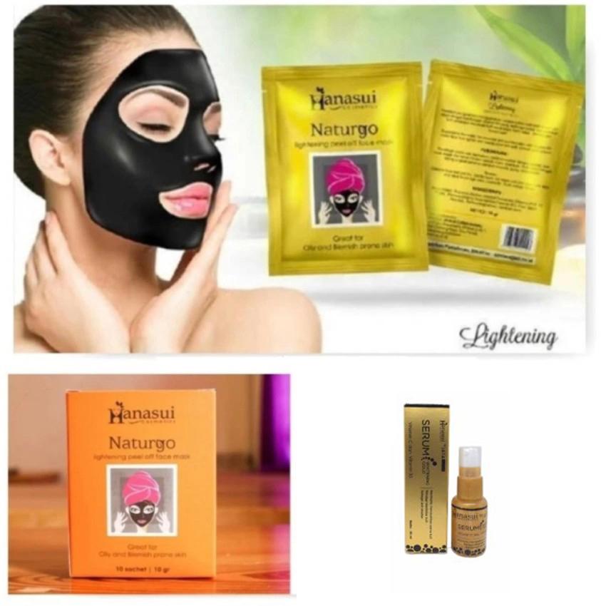 Hanasui Naturgo Masker Lumpur Wajah Sensitif 10 Sachet + Hanasui Whitening Serum 1 Pc