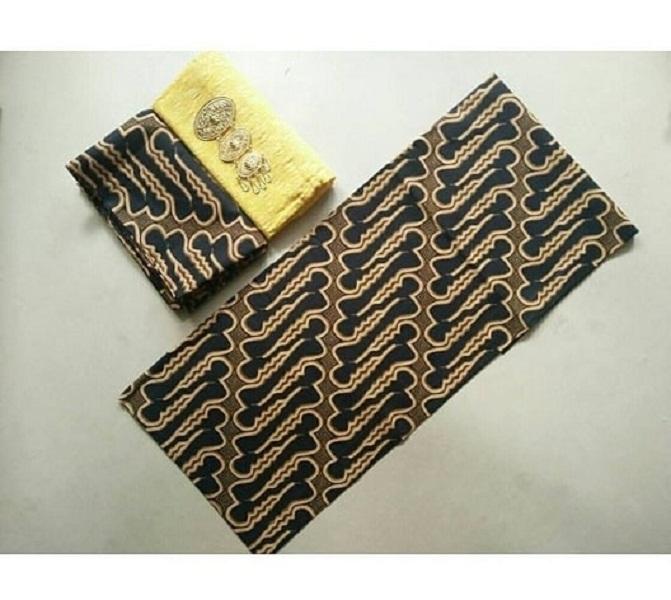 Kain batik sogan solo parang rengket tanpa embos dan bros