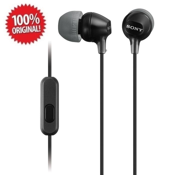Sony Stereo Headphones Cable 3.5mm with Mic (MDR-EX15AP) - Hitam