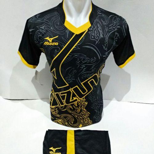 setelan olahraga kaos bola jersey futsal baju volly abstrak hitam kuning