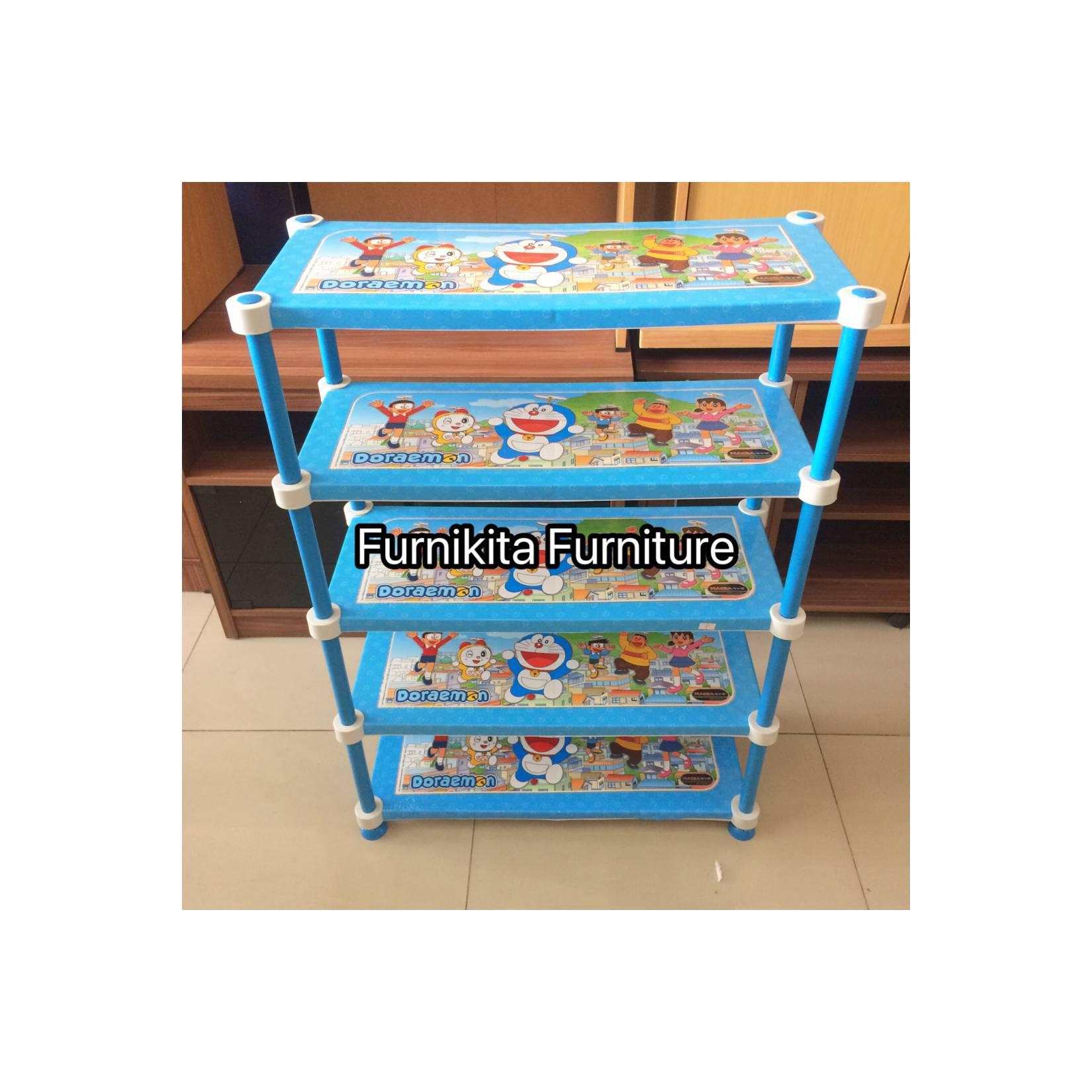 RAK SEPATU PLASTIK NAIBA SUSUN 5 DORAEMON MURAH