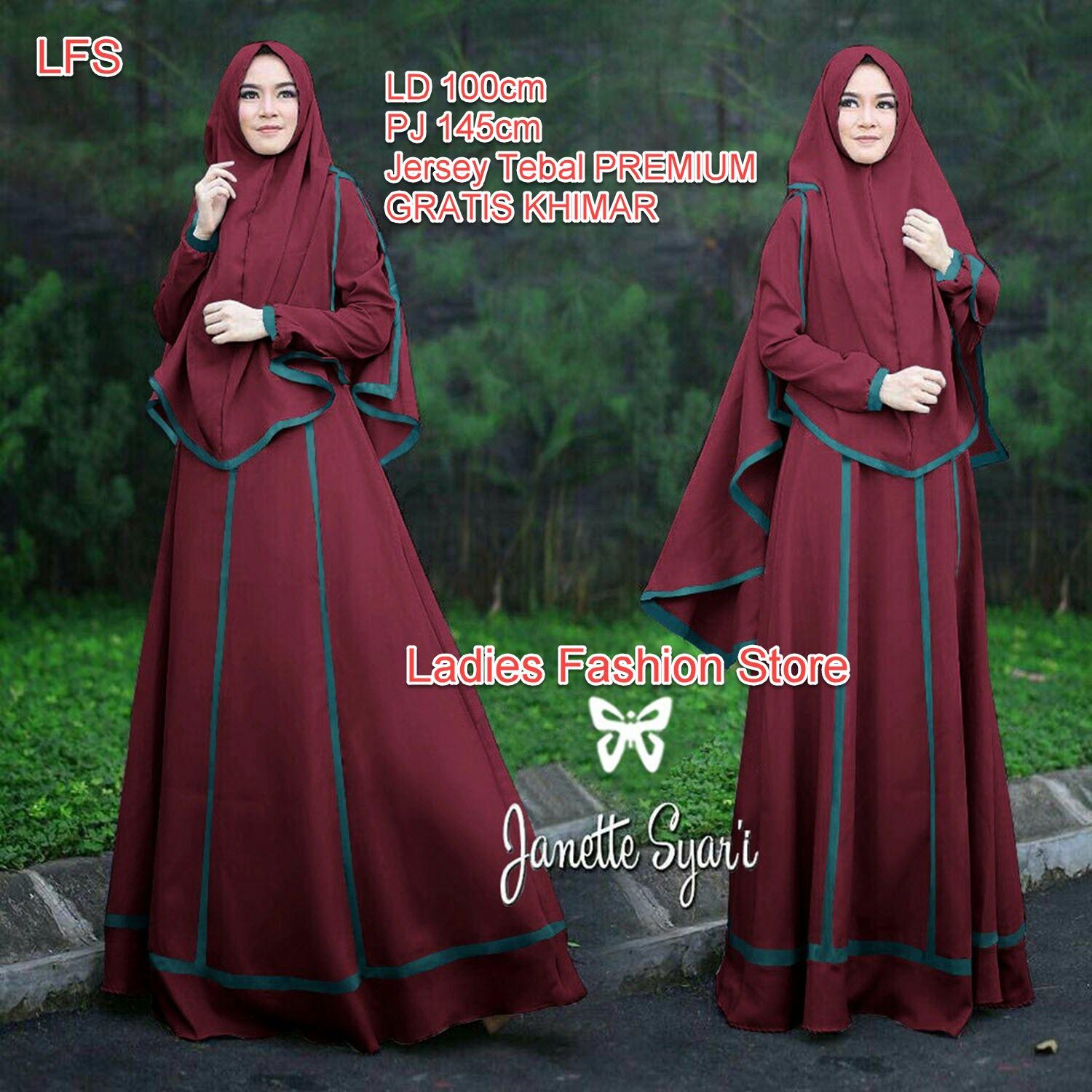 LFS TERLARIS Gamis Panjang Bahan Premium GRATIS KHIMAR / Gamis Wanita / Gamis Syari / Syari Simple Elegant / Baju Muslim Wanita / Gamis Lebaran 2018 / Dress Cewek / Bahan ASLI PREMIUM (nettaja) SS - Maroon