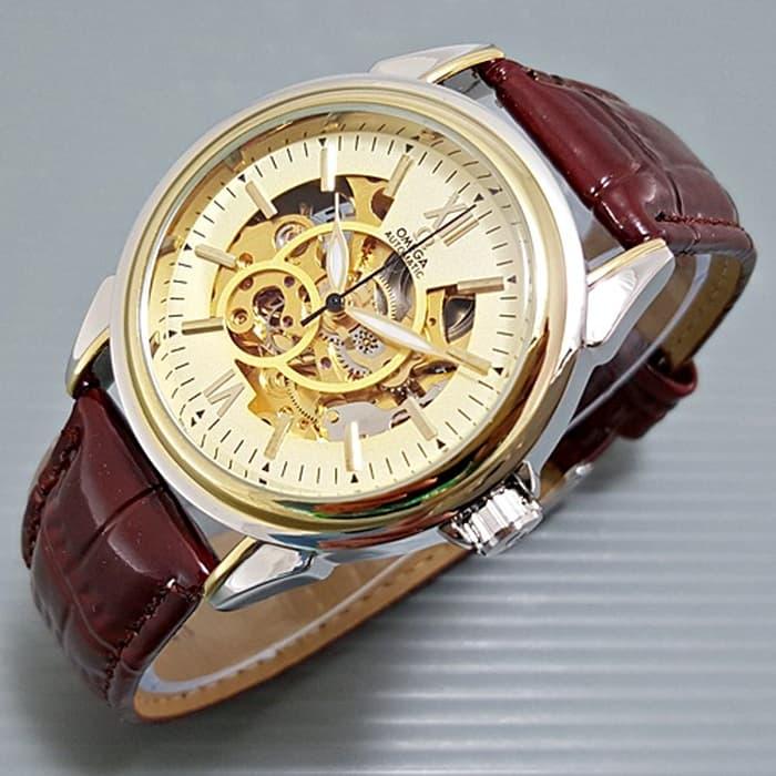 Jam Tangan Pria Omega Skeleton Automatic