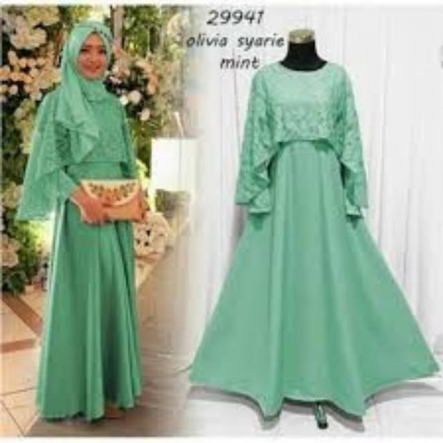 Olivia syari dress | FLASH SALE | Olivia cape - Pakaian Online Termurah | Dress Brukat Pink baby