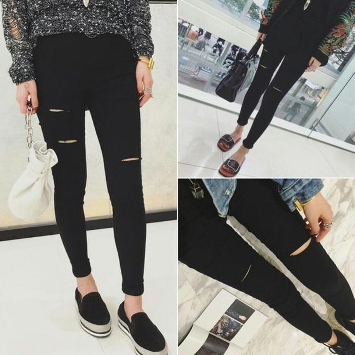 celana panjang cewek sobek warna hitam / skinny robek lutut / - celana panjang cewek sobek warna hitam terbaru / celana panjang cewek sobek warna hitam termurah / celana panjang cewek sobek warna hitam berkualitas / celana cewek / celana cewek trendy