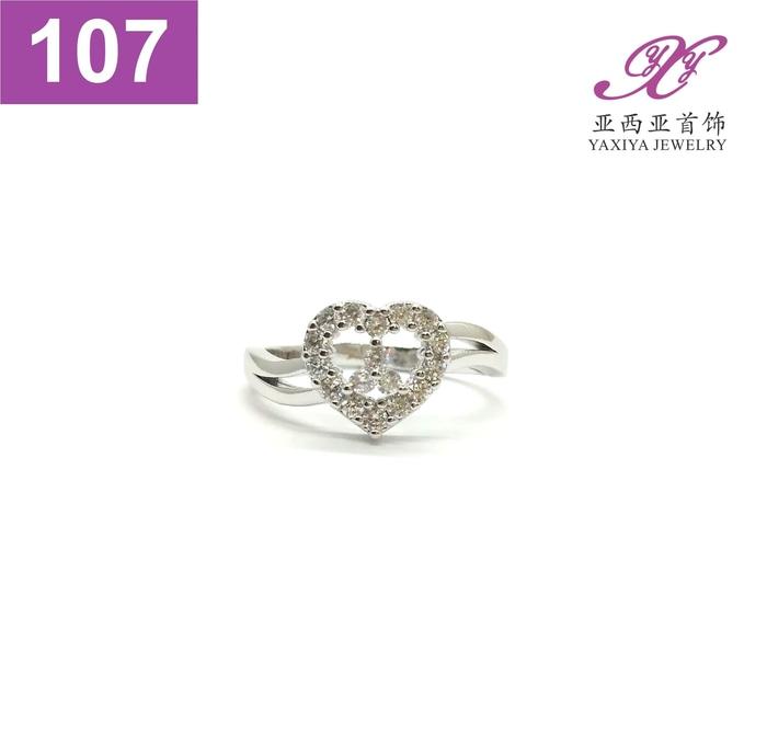 Cincin Emas Putih Zircon Perhiasan Imitasi 18K Jewelry 107