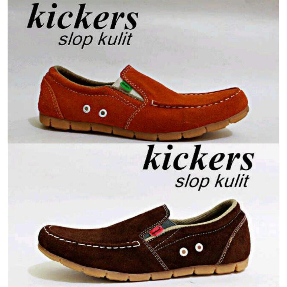 Promo KICKERS SLOP | SEPATU CASUAL PRIA WARNA MERAH BATA COKELAT Fashion