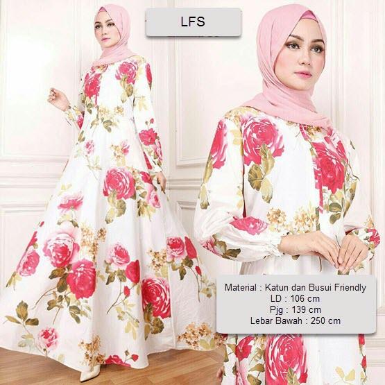 Baju Wanita Shop Baju Maxi Dress Lengan Panjang / Gamis Syari Busui Motif Bunga / Baju Fashion Muslim Wanita Syar'i / Gaun Pesta Muslimah / Long Dress / Hijab Muslimah / Gamis Modern / Atasan Muslimah Lebaran 2018 XXA (E80) - Fanta Merah