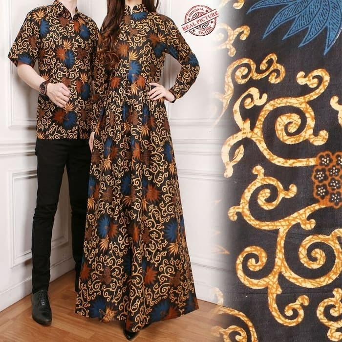 Couple Batik Veronika Maxi Dress Gamis dan Kemeja Pria