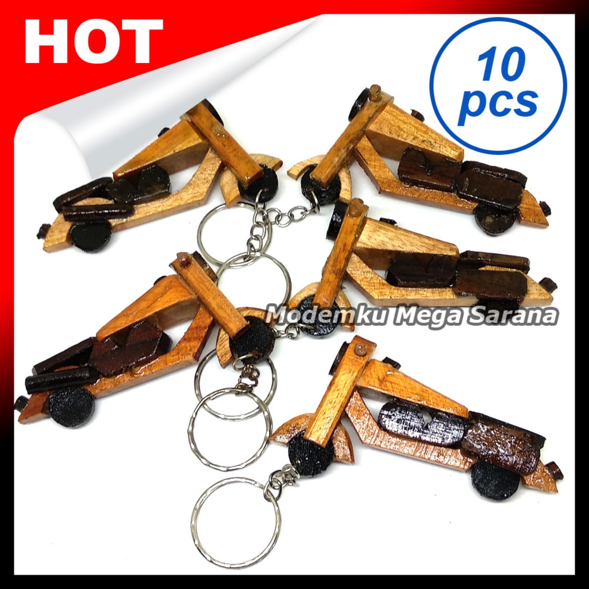Souvenir Gantungan Kunci Motor Laki Kayu - Isi 10pcs
