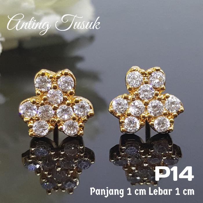 Anting Giwang Full Zircon Lapis Emas 18 K Perhiasan XUPING P14