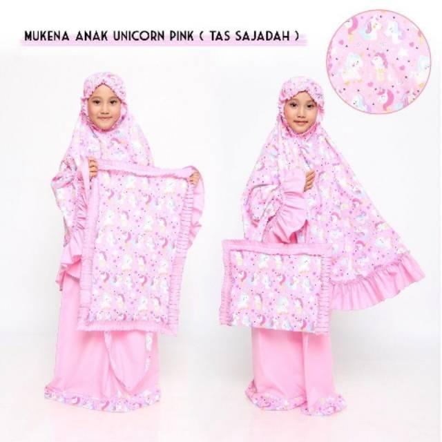 MUKENA ANAK UNICORN PINK TAS SAJADAH / GROSIR SUPPLIER AGEN RESELLER TASIK MURAH TERMURAH TERLARIS XS