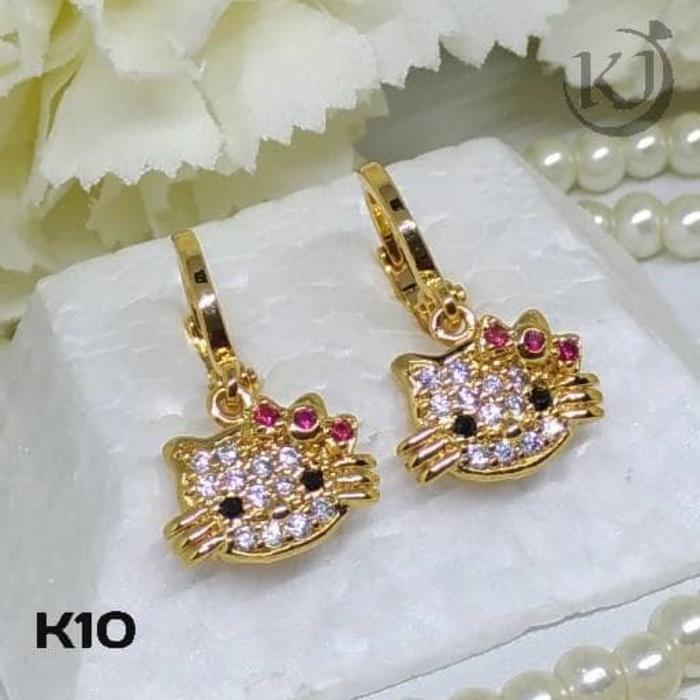 K10 Anting Anak Hello Kitty - Perhiasan Lapis Emas 18K - Xuping