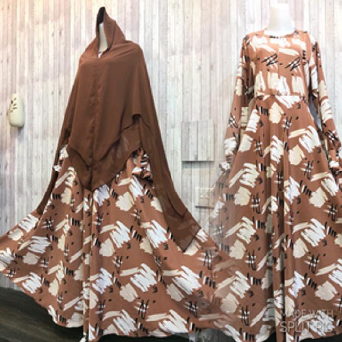 Adzra Gamis Murah syari/busana muslim wanita - Afiqa Gamis - Coklat