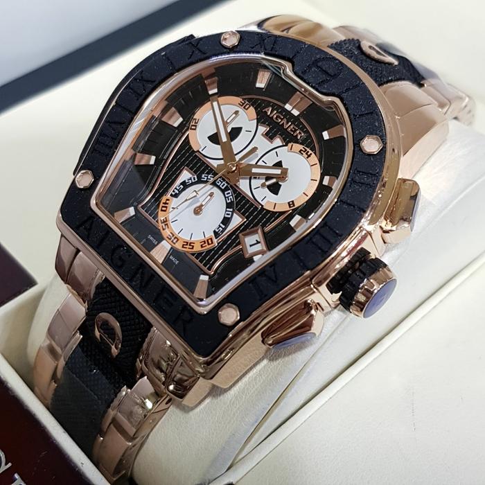 Jam Tangan Aigner Roma Black Rosegold Quality Super Premium Aaaaa