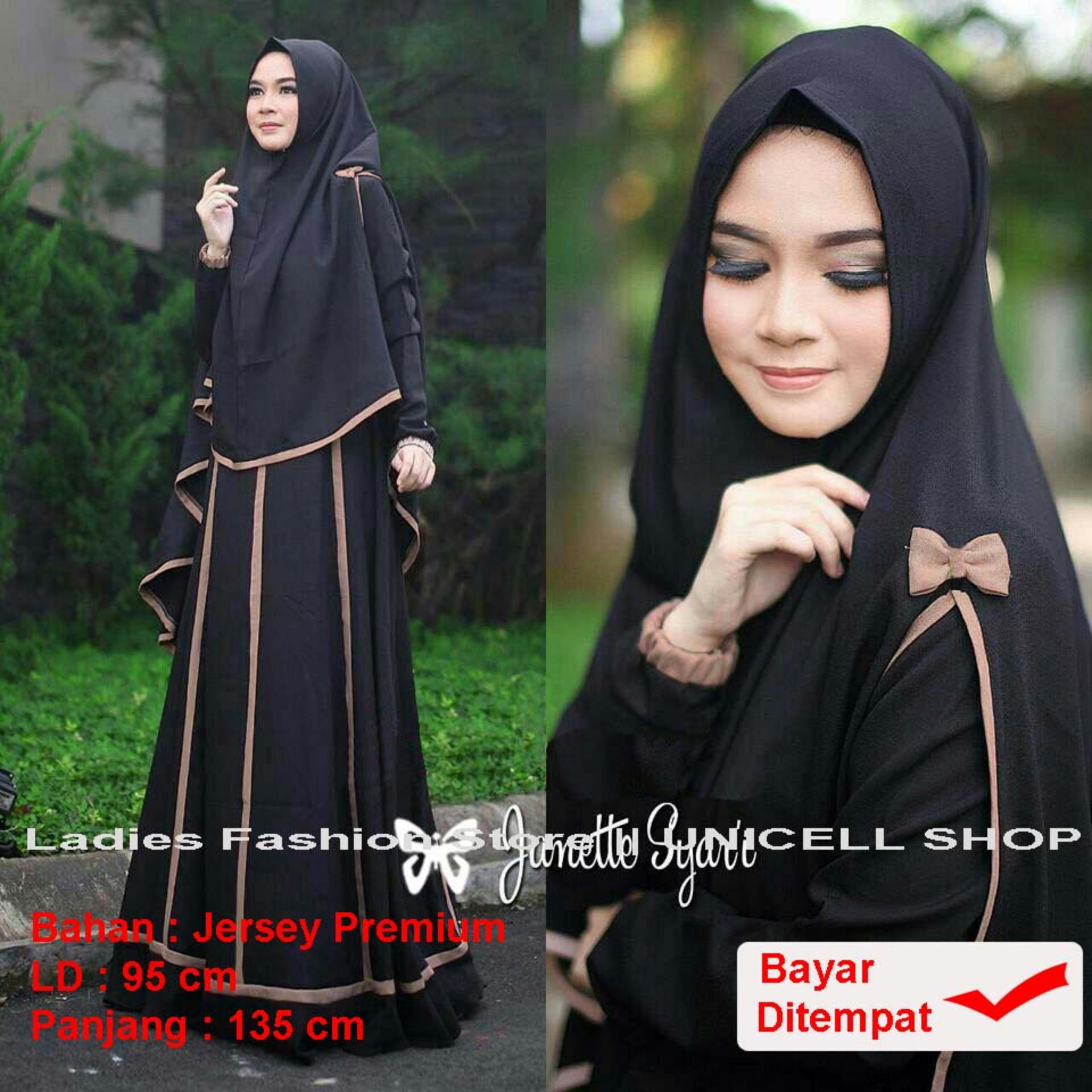 UC Dress Gamis Muslim Imelda / Gamis Muslim Syari Syar'i Fashion Maxi / Syari Simple Elegant / Baju Muslim Wanita (nettaja) SS - HITAM