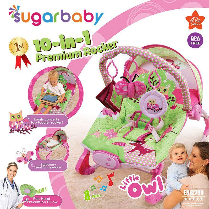 Sugar Baby 10 in 1 Premium Rocker Bouncer - CIRCUS CARNIVAL BLUE - Ayunan Bayi - kursi goyang bayi sugarbaby